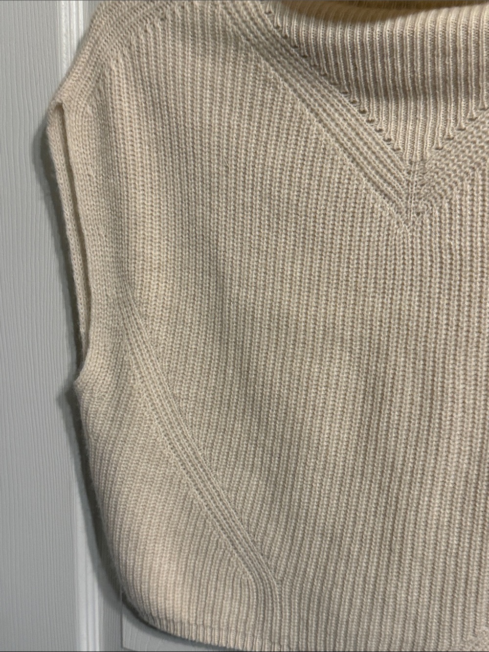 Anthropologie Cream Ribbed Mock Neck Sweater Vest - Picture 9 of 11